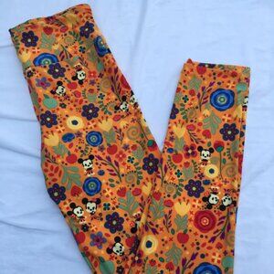 Disney OS One Size Leggings LulaRoe It's a Small World Mickey Minnie Floral